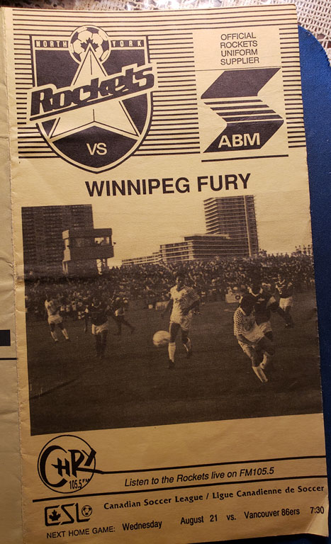 Sunday August 18, 1991 Canadian Soccer League North York Rockets vs